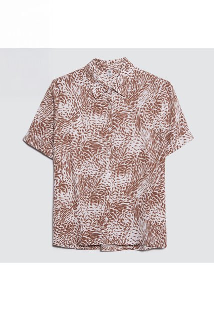 Camisa Para Mujer Manga Corta Color Café  Marca Ostu #40010186