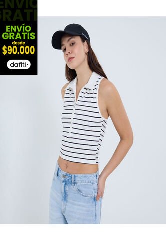 Polo Para Mujer Manga Sisa Color Crema Marca Ostu #40110170 Ostu