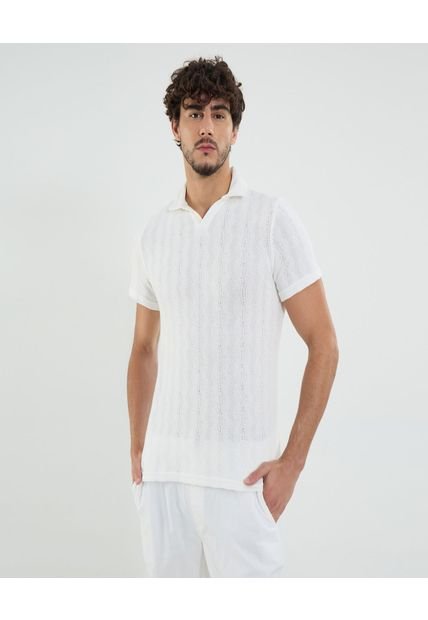 Polo Para Hombre Cuello Maquina Sin Bolsillo Color Crema Marca Ostu #60110786