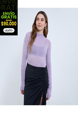 Camiseta Para Mujer Manga Larga Cuello Alto Color Lila Marca Ostu #40092496 Ostu