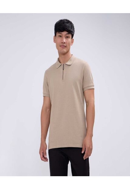 Polo Para Hombre Cuello Tejido Sin Bolsillo Color Café Claro Marca Ostu #60110698