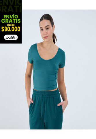 Camiseta Para Mujer Crop Top Color Verde Marca Ostu #40092397 Ostu