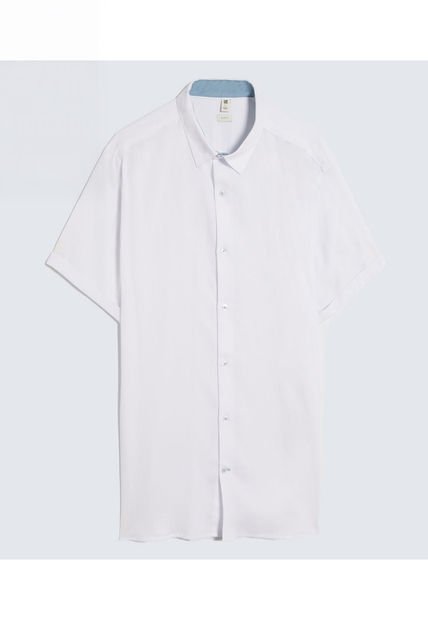 Camisa Para Hombre Manga Corta Sin Bolsillo Cuello Casual M Color Blanco Marca Ostu #60010807