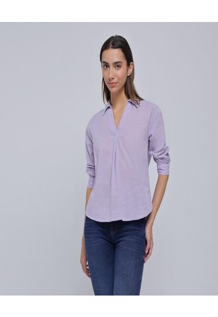 Camisa Para Mujer Manga Larga Color Lila Marca Ostu #40010219