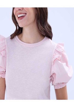 Camiseta Para Mujer Manga Corta Color Rosado  Marca Ostu #40092260