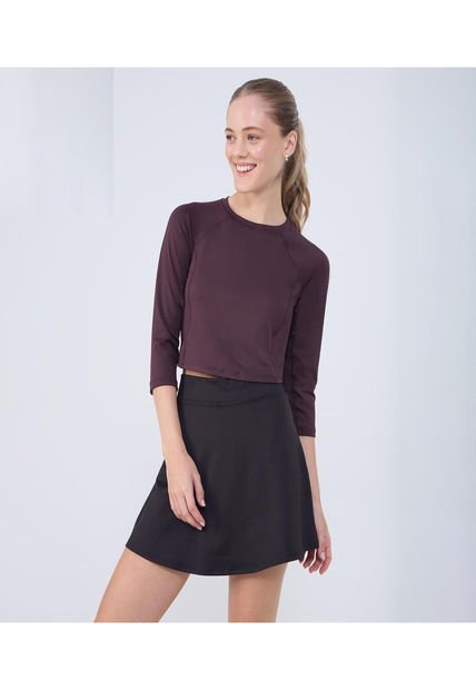 Crop Top Para Mujer Manga 3/4 Color Café  Marca Ostu #40092292