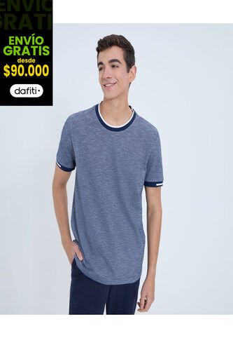 Camiseta Para Hombre Manga Corta Cuello Redondo Color Azul Marca Ostu #60091583 Ostu