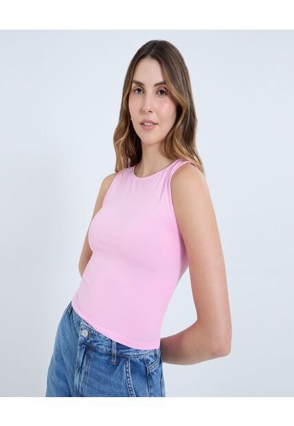 Camiseta Para Mujer Crop Top Manga Sisa Color Rosa Marca Ostu #40092329