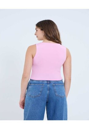 Camiseta Para Mujer Crop Top Manga Sisa Color Rosa Marca Ostu #40092329