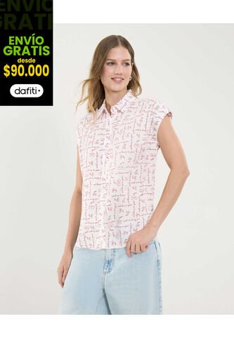 Camisa Para Mujer Manga Corta Color Rojo Marca Ostu #40010307 Ostu