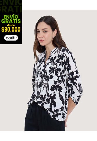 Blusa Para Mujer Manga 3/4 Color Negro Marca Ostu #40121100 Ostu