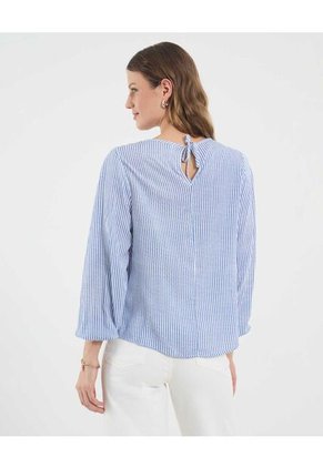 Blusa Para Mujer Manga 3/4 Color Azul Marca Ostu #40121209