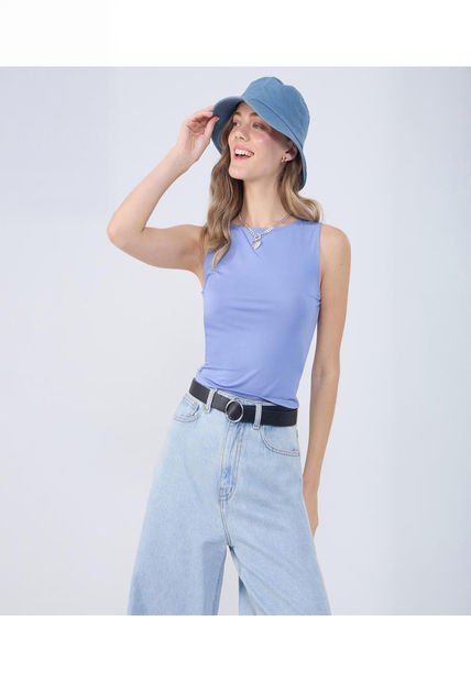 Crop Top Para Mujer Manga Sisa Color Azul  Marca Ostu #40092328