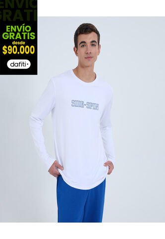 Camiseta Para Hombre Manga Larga Cuello Redondo Color Blanco Marca Ostu #60091638 Ostu