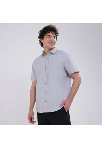 Camisa Para Hombre Manga Corta Con Bolsillo Color Gris  Marca Ostu #60010719 Ostu