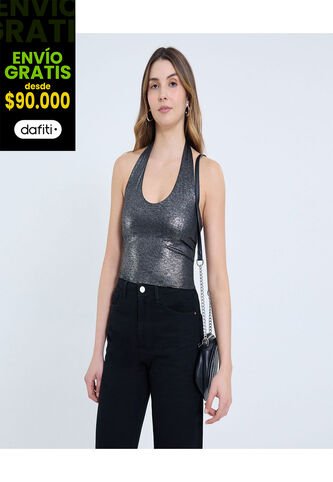 Camiseta Para Mujer Manga Sisa Cuello Henley Color Negro Marca Ostu #40092303 Ostu