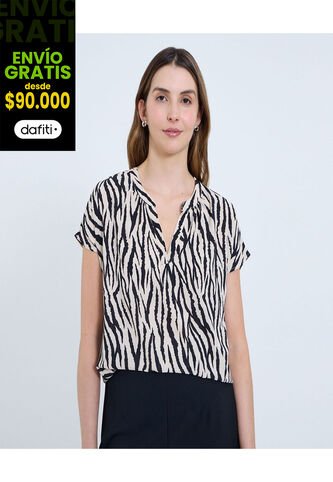 Blusa Para Mujer Manga Corta Color Marfil Marca Ostu #40121145 Ostu