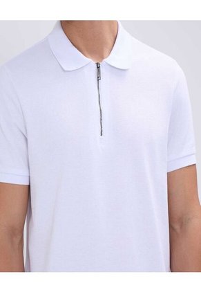 Polo Para Hombre Cuello Tejido Sin Bolsillo Color Blanco Marca Ostu #60110699