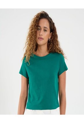 Camiseta Para Mujer Manga Corta Cuello Redondo Color Verde Marca Ostu #40092425