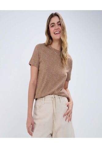 Camiseta Para Mujer Manga Corta Color Café  Marca Ostu #40091965 Ostu