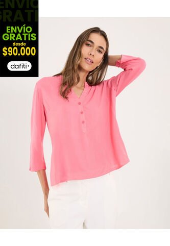 Blusa Para Mujer Manga 3/4 Color Salmon Marca Ostu #40121117 Ostu