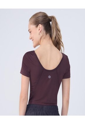 Crop Top Para Mujer Manga Corta Color Café  Marca Ostu #40092281