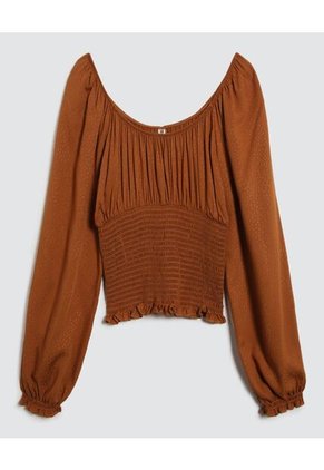 Blusa Para Mujer Manga Larga Color Café Marca Ostu #40121021