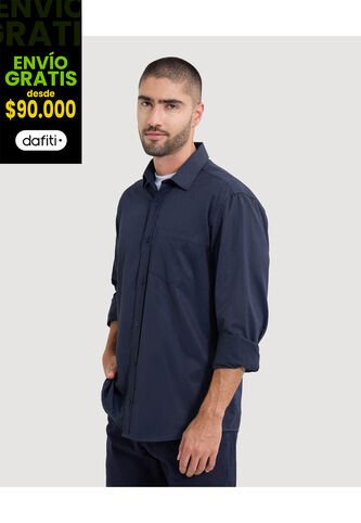 Camisa Para Hombre Manga Larga Con Bolsillo Cuello Casual M Color Celeste Marca Ostu #60010795 Ostu