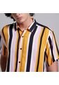 Camisa Para Hombre Manga Corta Sin Bolsillo Color Mostaza Marca Ostu #60010547 de Ostu