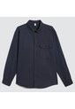 Camisa Para Hombre Manga Larga Con Bolsillo Color Azul  Marca Ostu #60010764 de Ostu