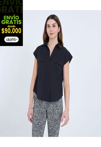 Camisa Para Mujer Manga Corta Color Negro Marca Ostu #40010289 Ostu