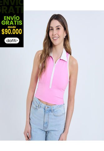 Polo Para Mujer Manga Sisa Color Rosado Marca Ostu #40110169 Ostu