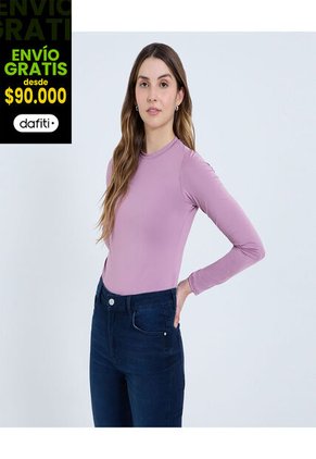 Camiseta Para Mujer Manga Larga Cuello Redondo Color Lila Marca Ostu #40092379