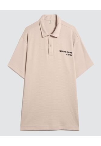 Polo Para Hombre Cuello Maquina Sin Bolsillo Color Beige Marca Ostu #60110704 Ostu