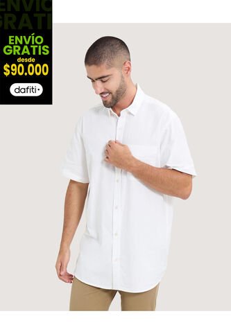 Camisa Para Hombre Manga Corta Con Bolsillo Cuello Casual M Color Marfil Marca Ostu #60010790 Ostu