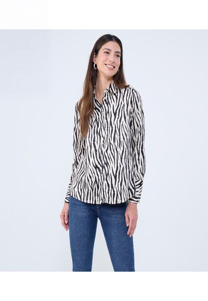 Camisa Para Mujer Manga Larga Color Beige Marca Ostu #40010295