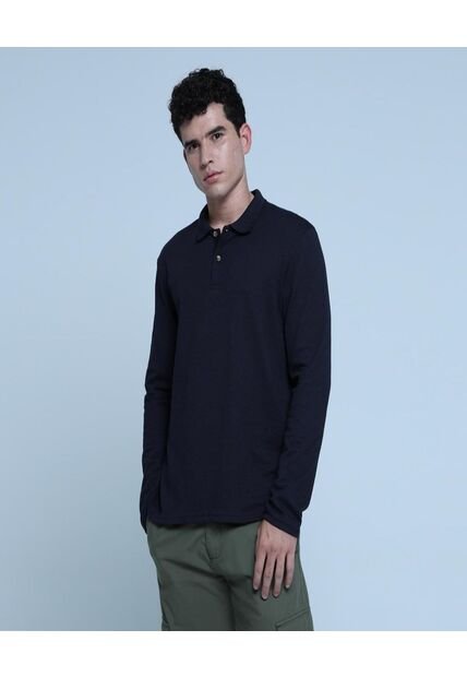 Polo Para Hombre M/L Cuello Tejido Sin Bolsillo Color Azul  Marca Ostu #60110624