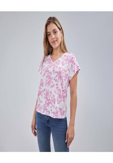 Blusa Para Mujer Manga Corta Color Rosado  Marca Ostu #40121004