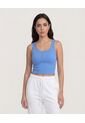 Camiseta  Para Mujer Crop Top Manga Sisa Color Azul Marca Ostu #40092691 de Ostu