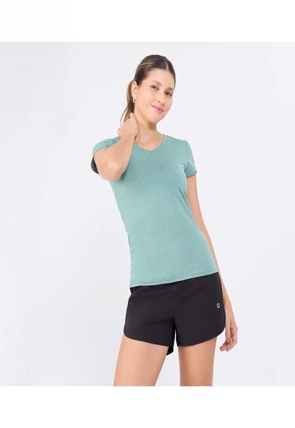 Camiseta Para Mujer Manga Corta Cuello V Color Verde  Marca Ostu #40092389