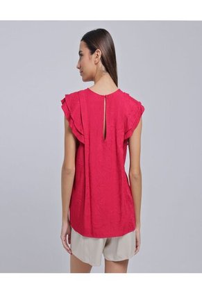 Blusa Para Mujer Manga Sisa Color Rojo Marca Ostu #40121017