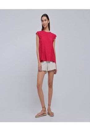 Blusa Para Mujer Manga Sisa Color Rojo Marca Ostu #40121017
