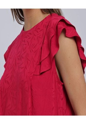 Blusa Para Mujer Manga Sisa Color Rojo Marca Ostu #40121017