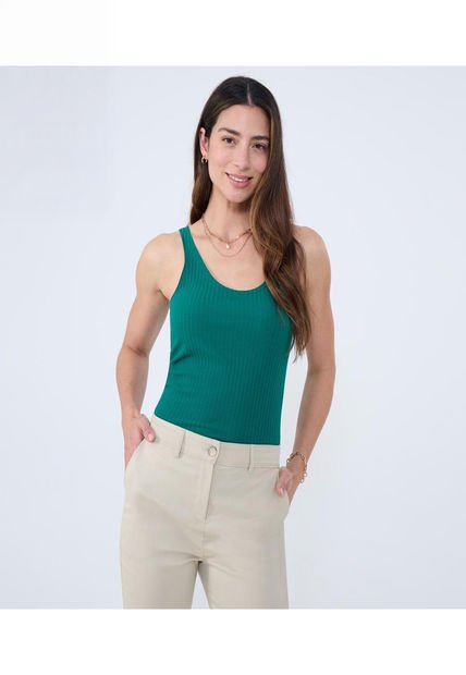 Camiseta Para Mujer Manga Sisa Cuello V Color Verde  Marca Ostu #40092431