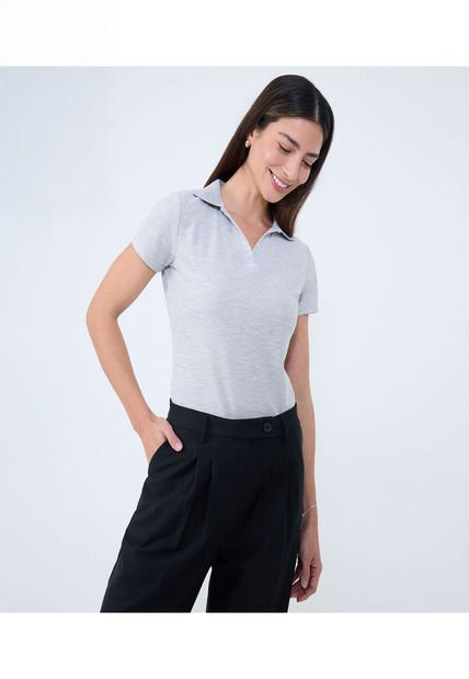Polo Para Mujer Manga Corta Color Gris Claro Marca Ostu #40110171