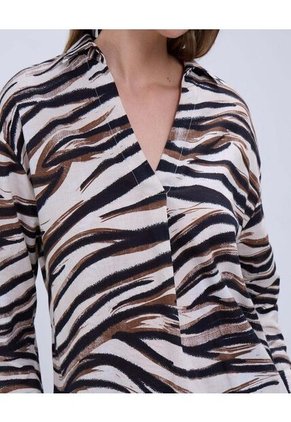 Camisa Para Mujer Manga 3/4 Color Café Marca Ostu #40010256