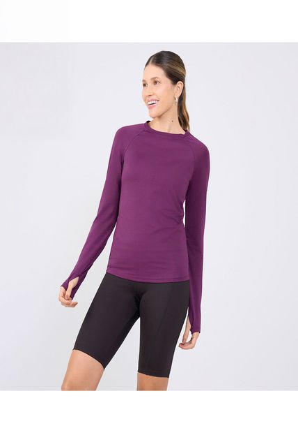 Camiseta Para Mujer Manga Larga Cuello Redondo Color Morado Marca Ostu #40092282