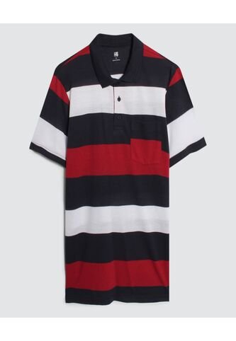 Polo Para Hombre Cuello Tejido Con Bolsillo Color Azul Oscuro Marca Ostu #60110635 Ostu