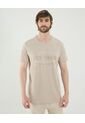 Camiseta Para Hombre Manga Corta Cuello Redondo Color Beige Marca Ostu #60091709 de Ostu