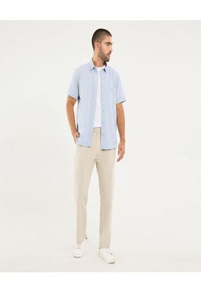 Camisa Para Hombre Manga Corta Con Bolsillo Cuello Casual M Color Azul Marca Ostu #60010824